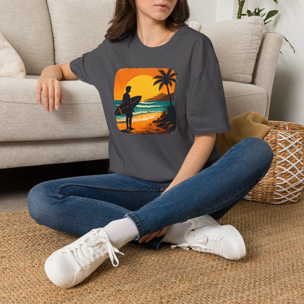 Sunset Surfer on Beach T-Shirt