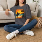 Sunset Surfer on Beach T-Shirt