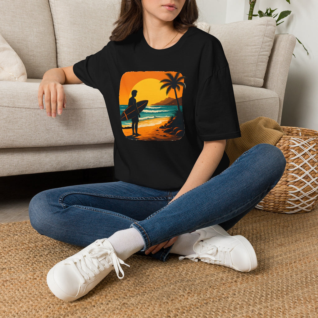 Sunset Surfer on Beach T-Shirt
