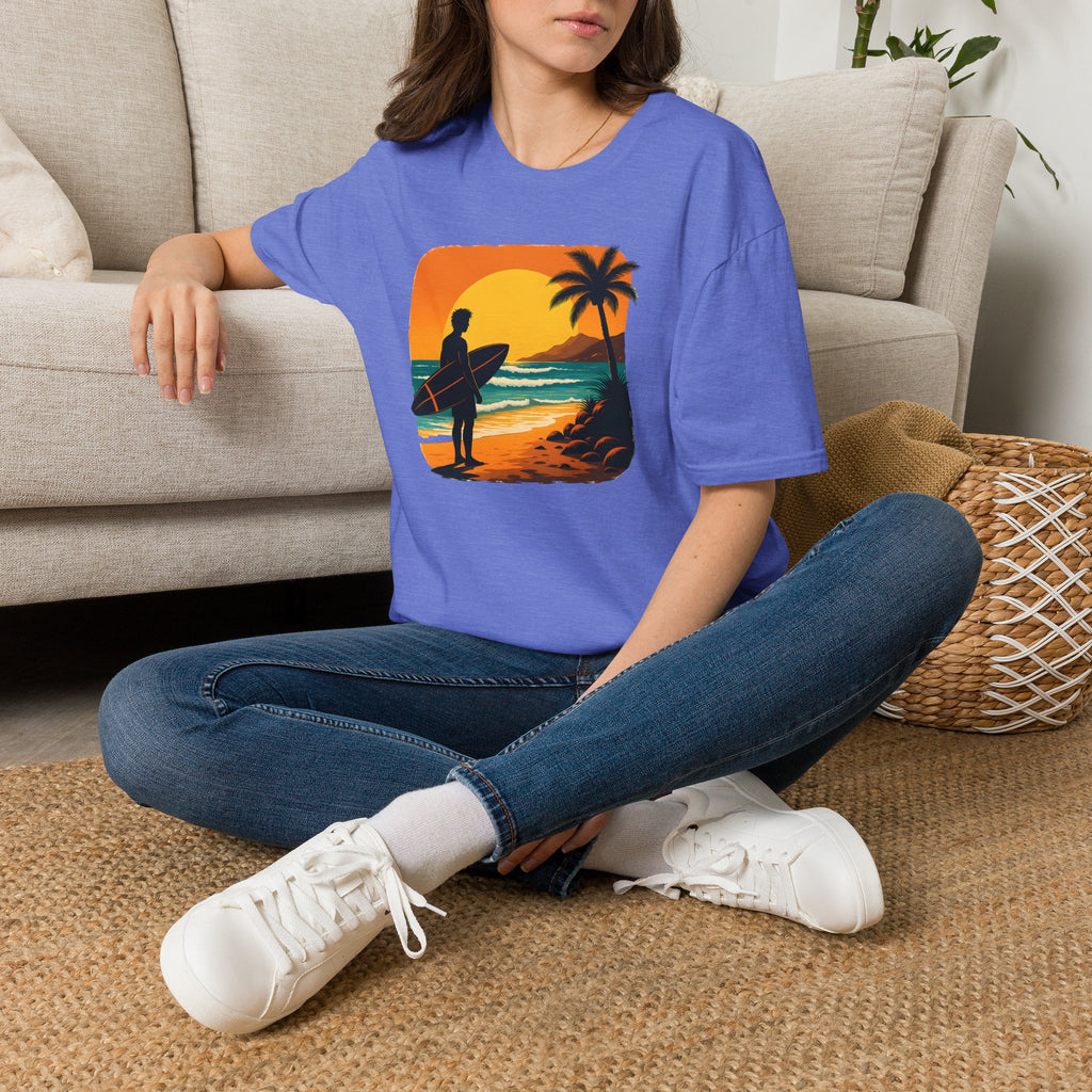 Sunset Surfer on Beach T-Shirt